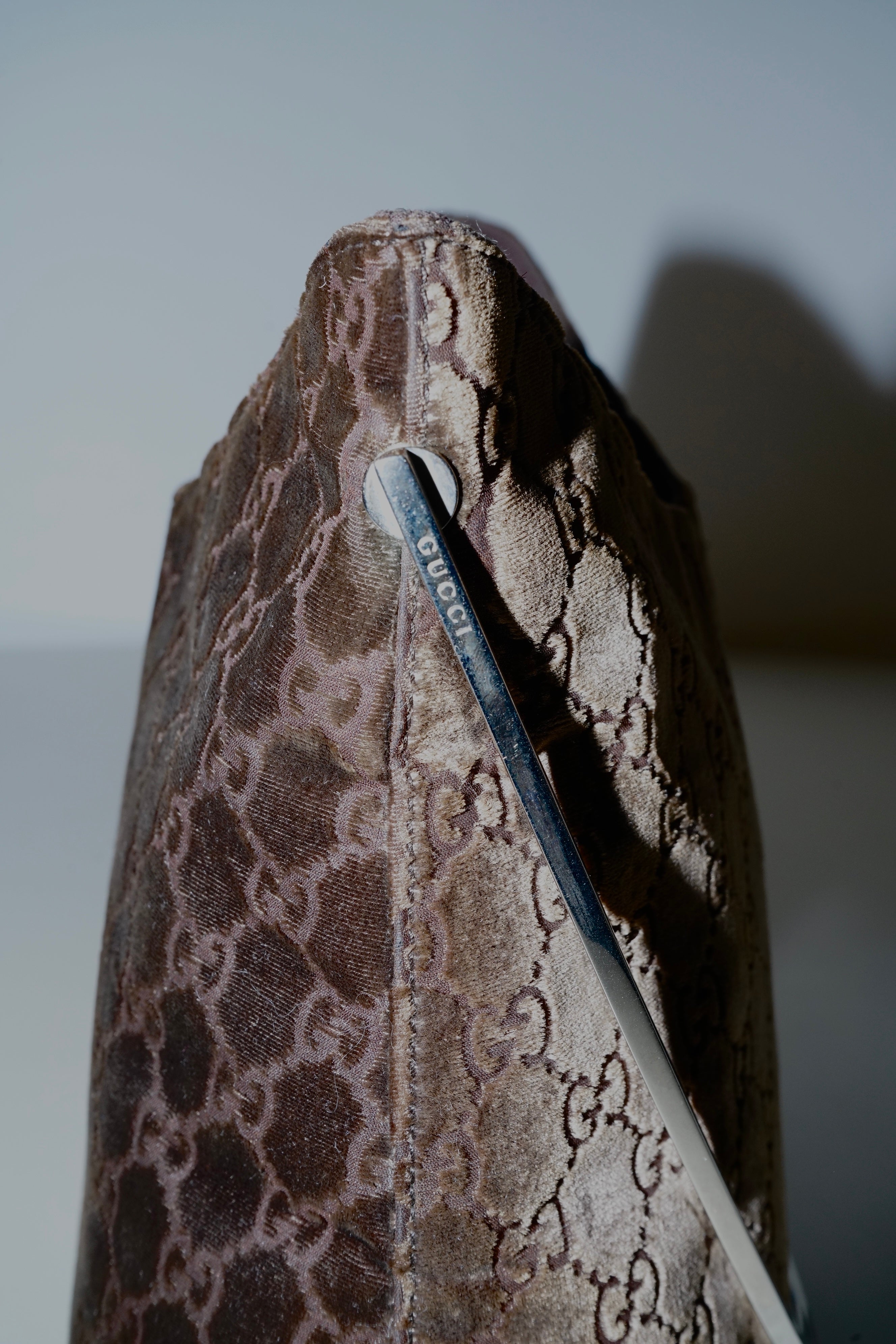 Gucci + Tom Ford FW98 GG Monogram Brown Velvet Bag