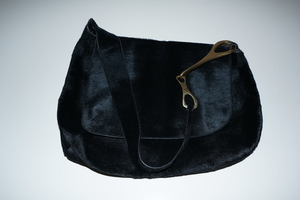 Gucci + Tom Ford FW1996 Black Ponyhair Giant Horsebit Bag