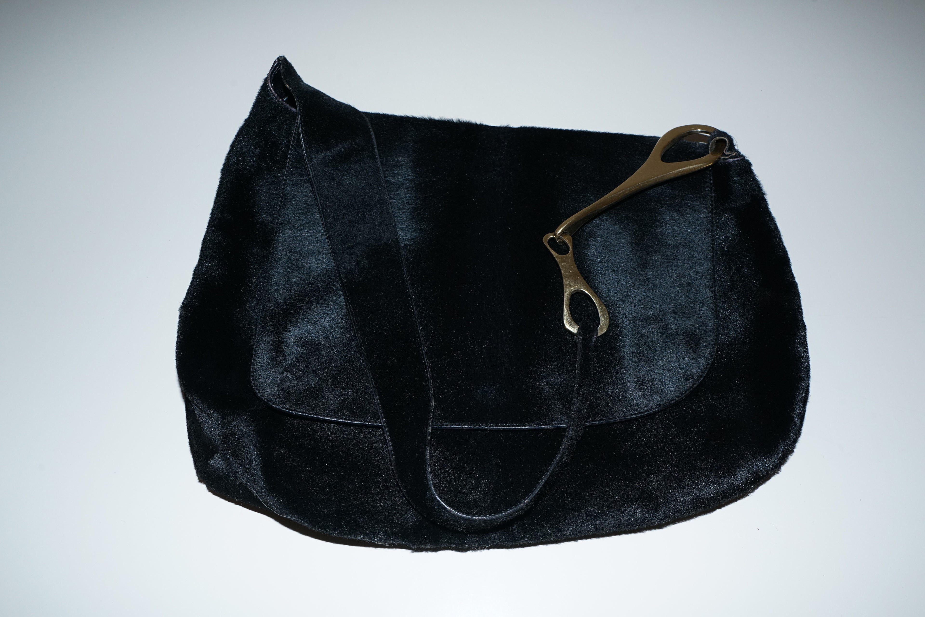 Gucci + Tom Ford FW1996 Black Ponyhair Giant Horsebit Bag