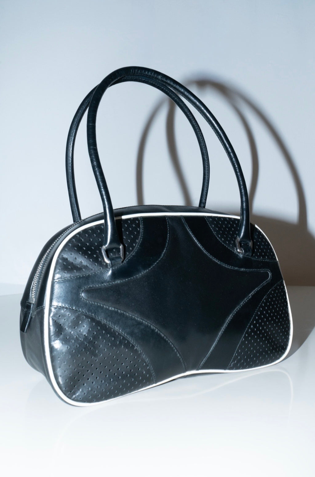 Prada SS2000 Black Leather Bowling Bag