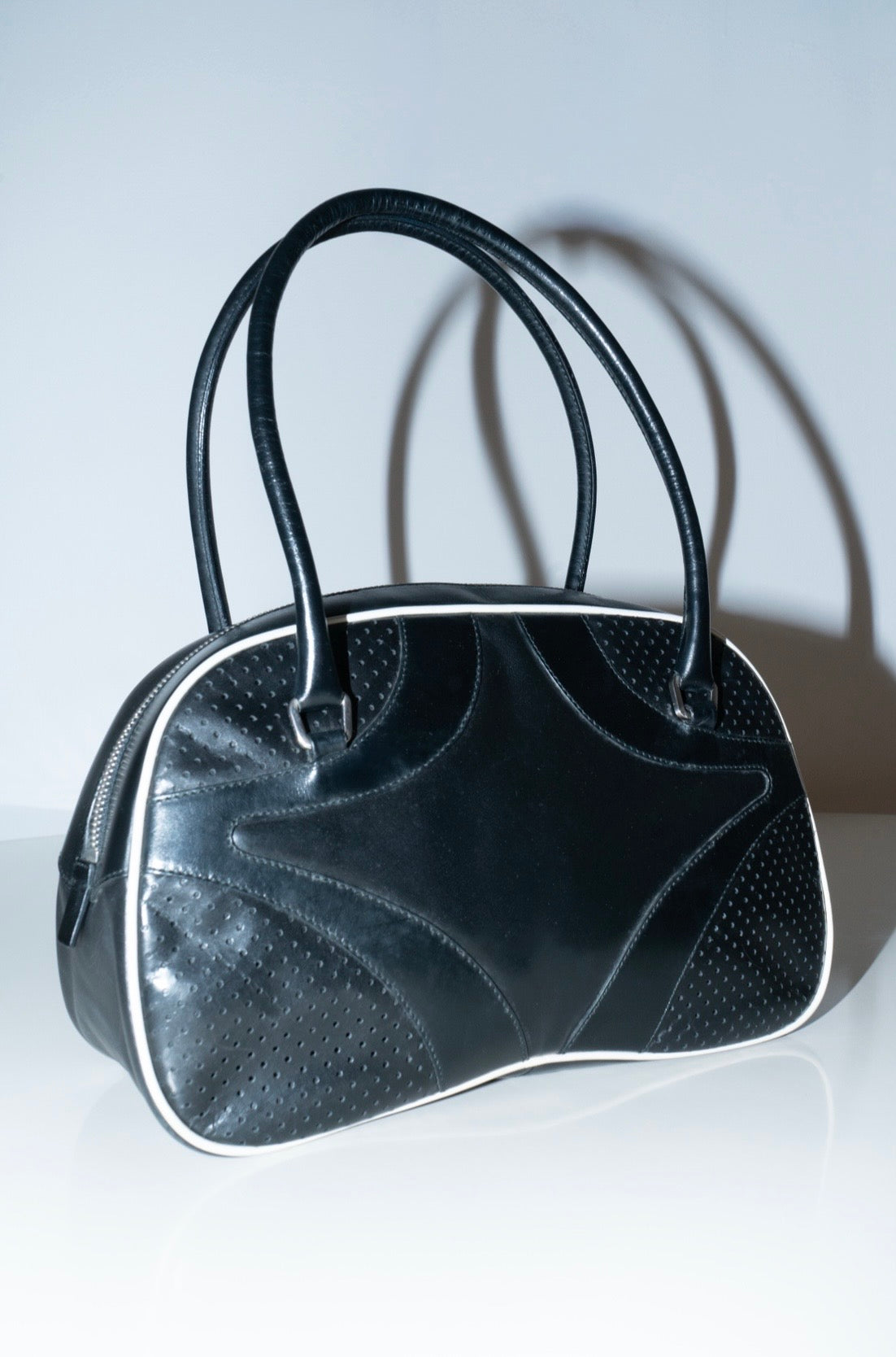 Prada SS2000 Black Leather Bowling Bag