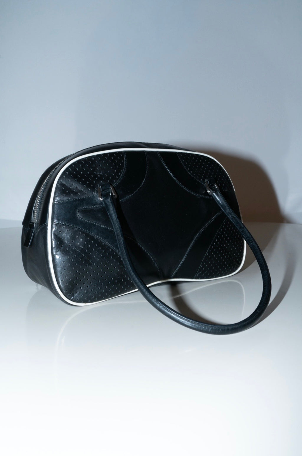 Prada SS2000 Black Leather Bowling Bag