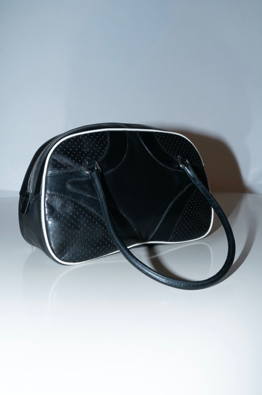 Prada SS2000 Black Leather Bowling Bag