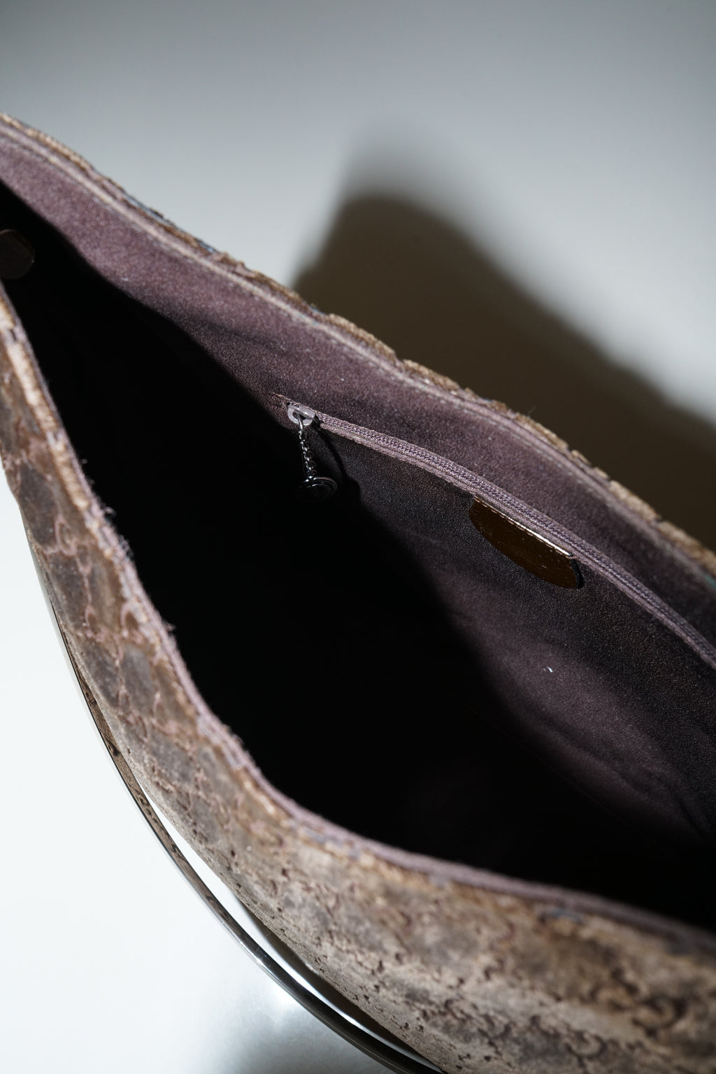 Gucci + Tom Ford FW1998 GG Monogram Brown Velvet Bag