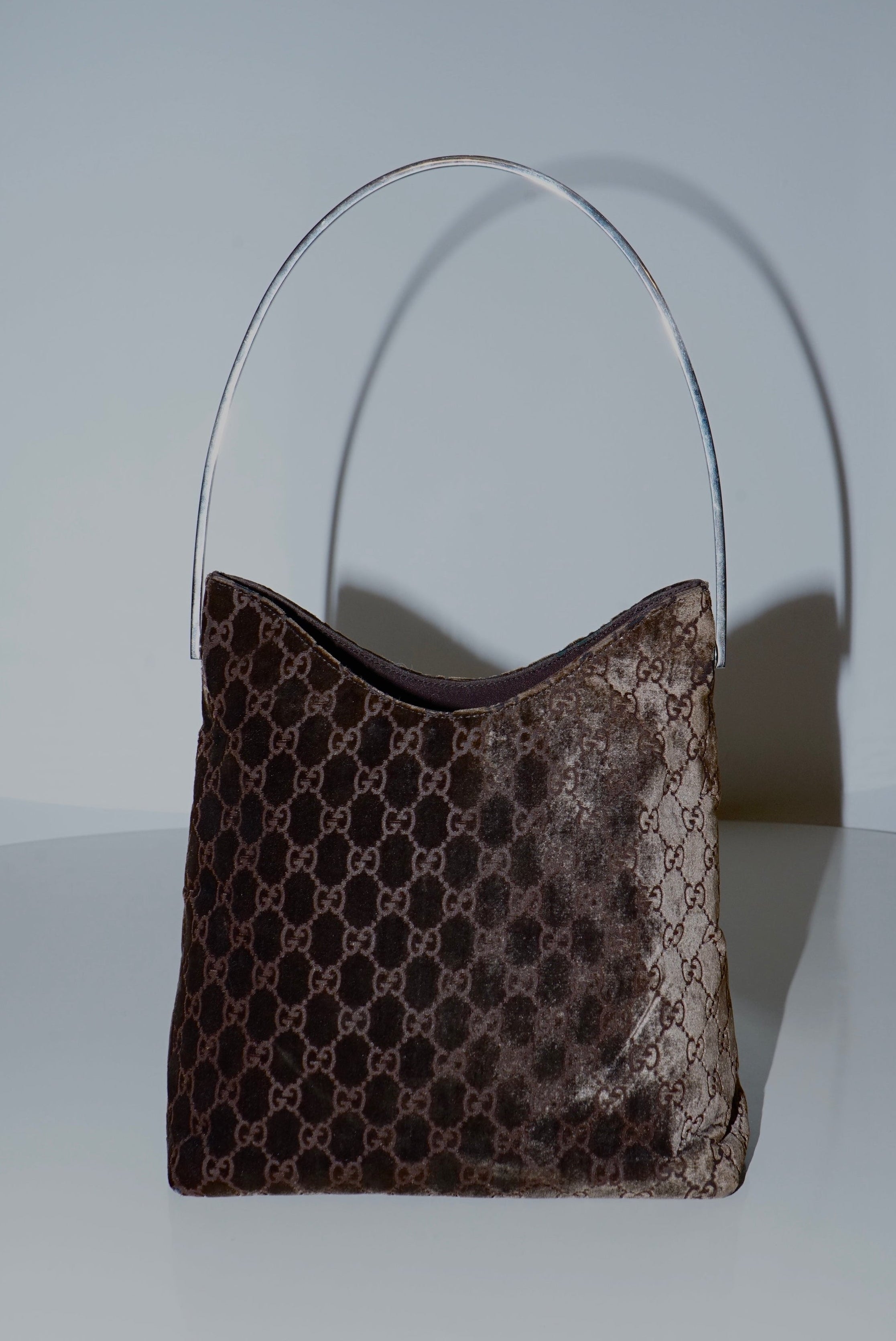 Gucci + Tom Ford FW98 GG Monogram Brown Velvet Bag