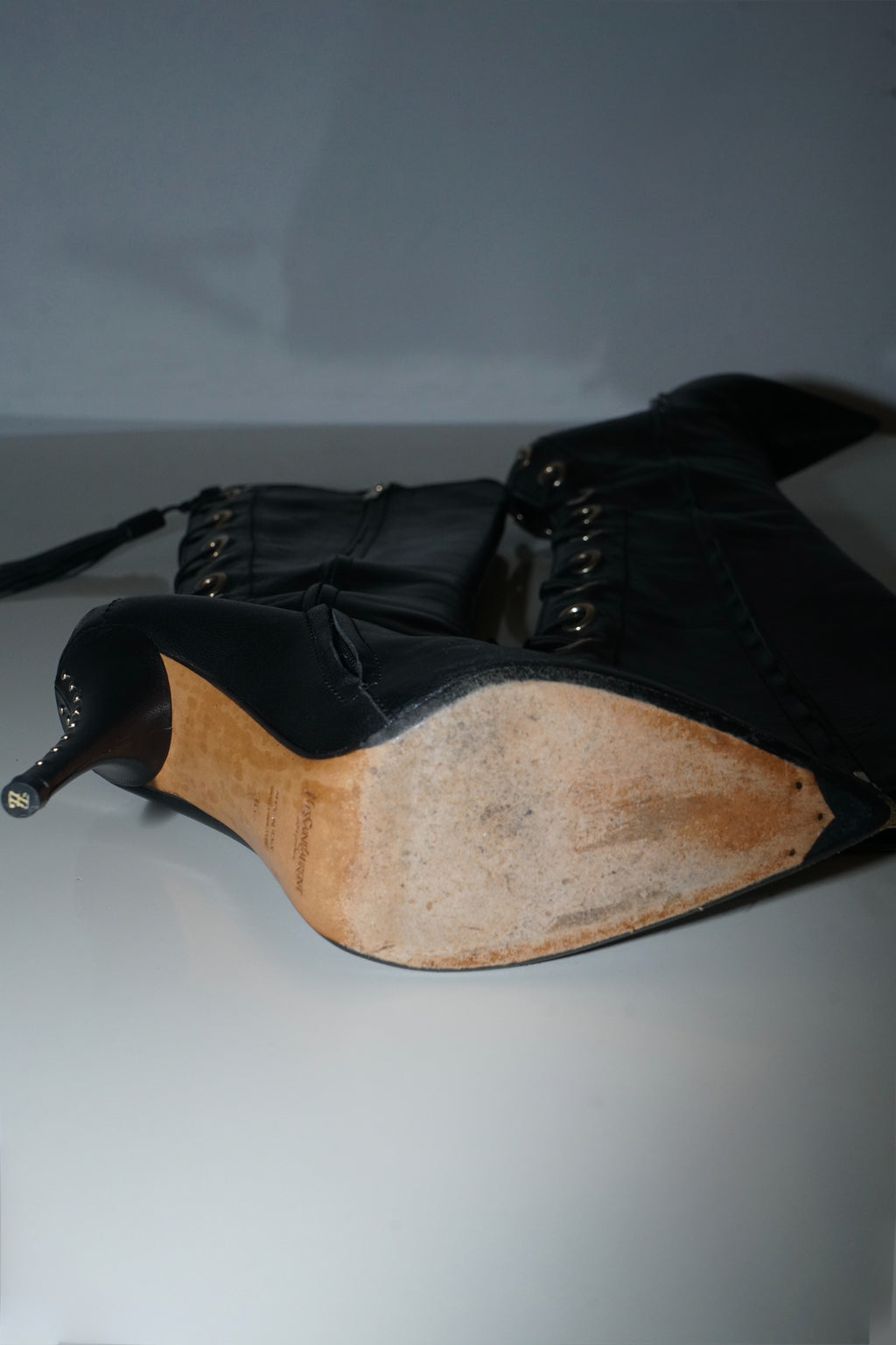 Yves Saint Laurent + Tom Ford Black Leather Corset Boots (36)