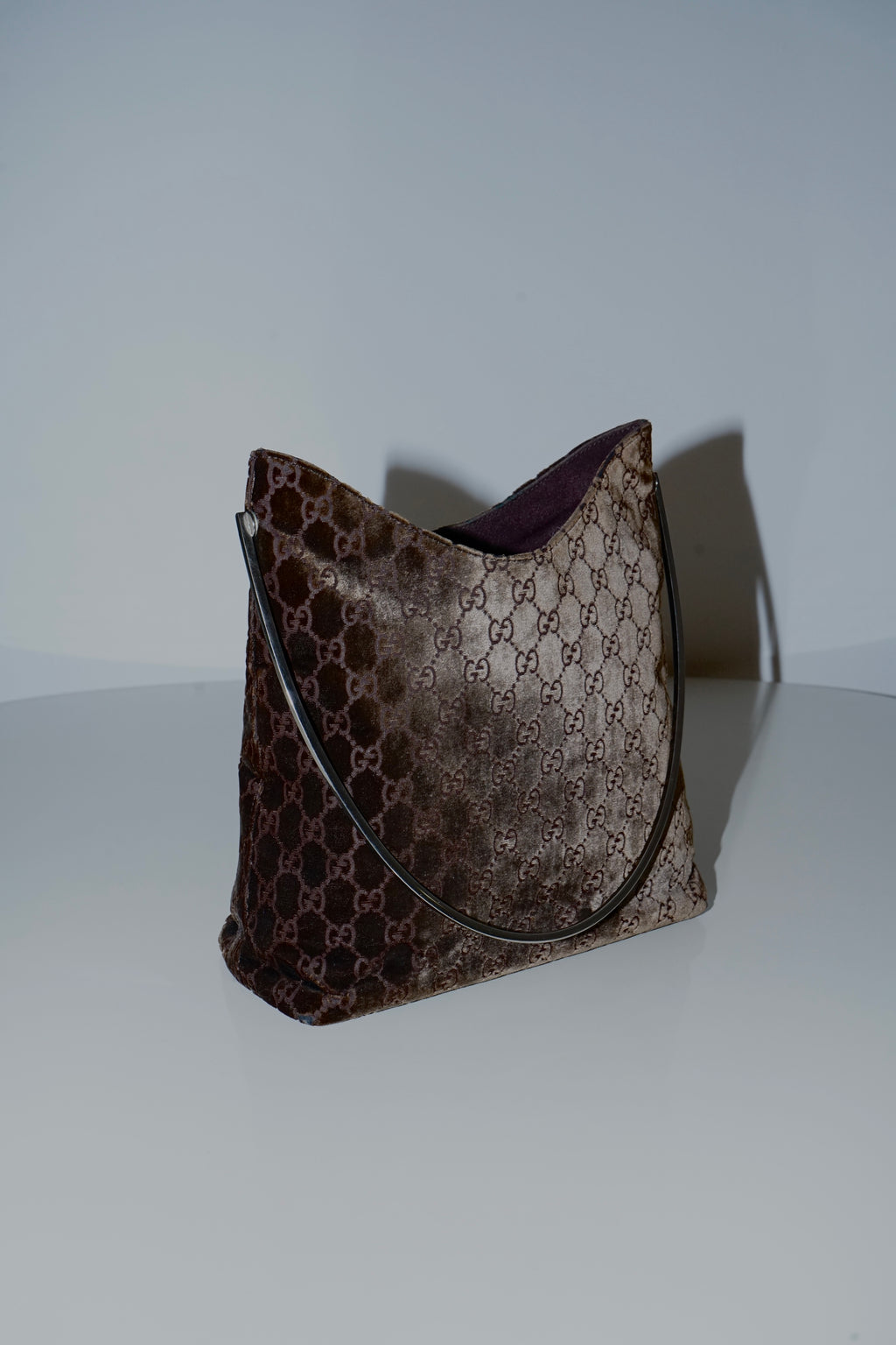 Gucci + Tom Ford FW1998 GG Monogram Brown Velvet Bag