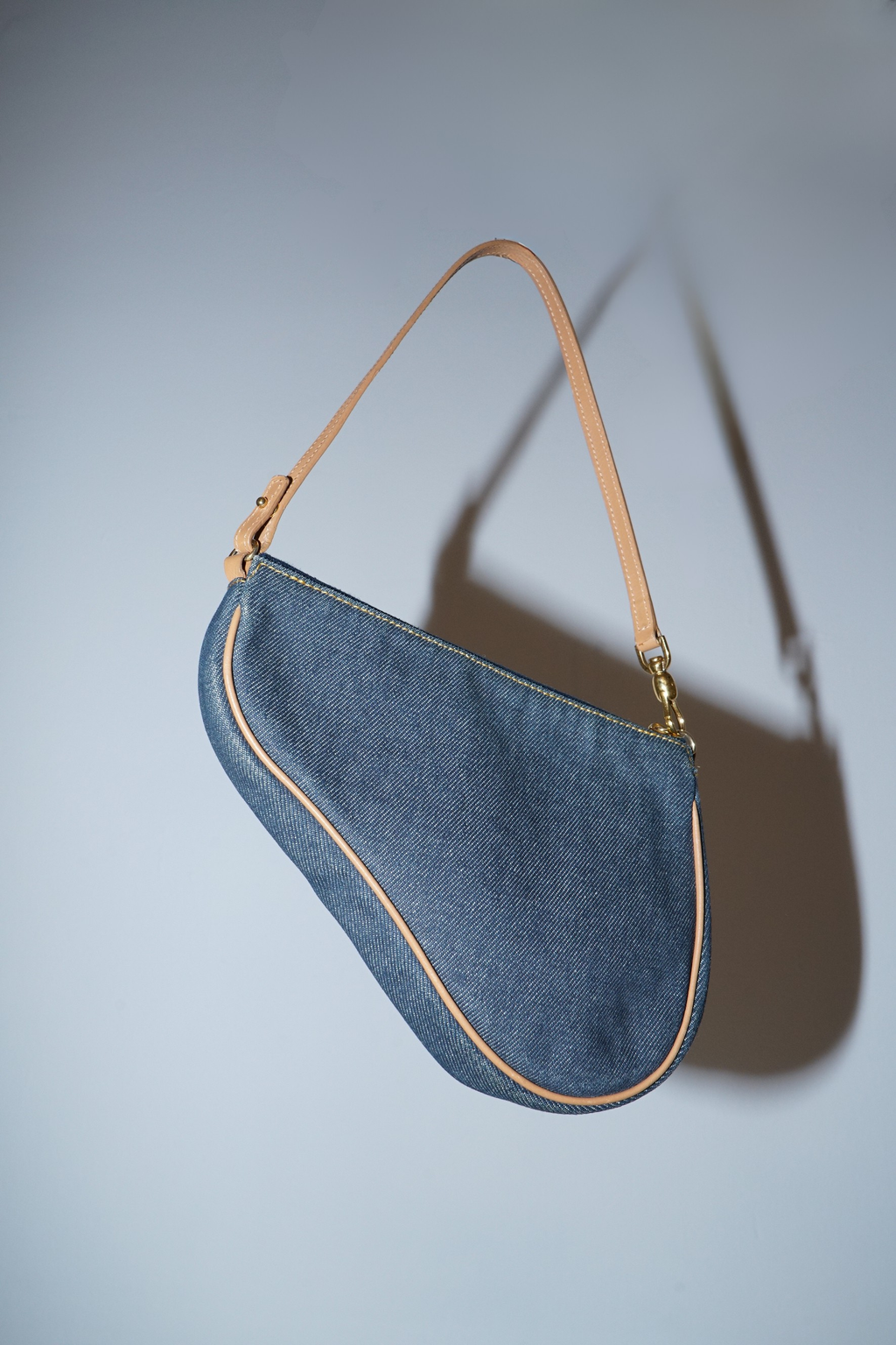 Christian Dior + Galliano 2001 Denim Mini Saddle Bag