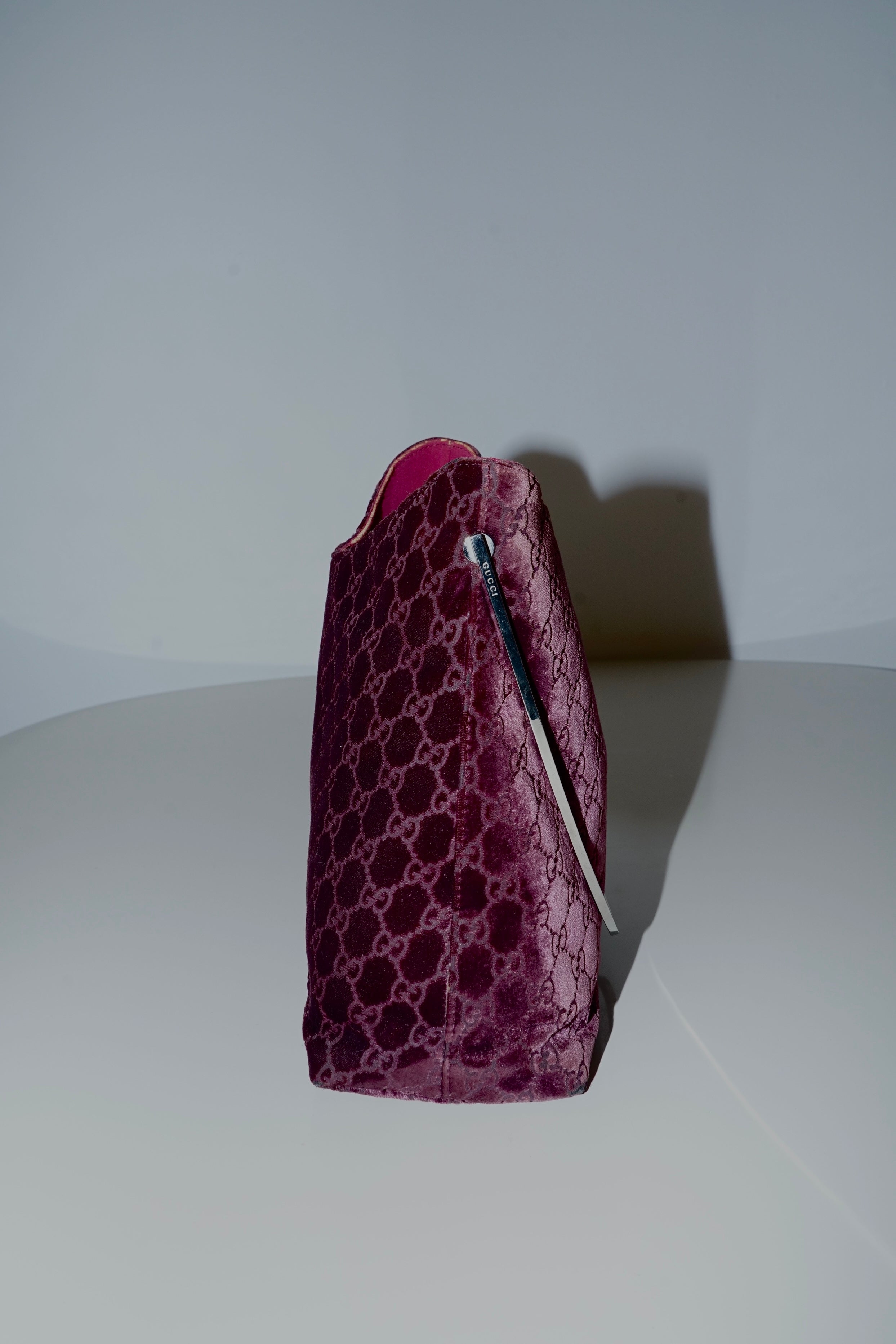 Gucci + Tom Ford FW1998 GG Monogram Burgundy Velvet Bag