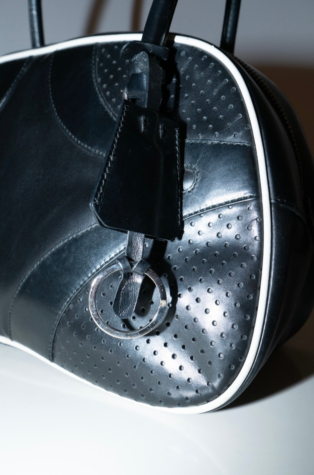 Prada SS2000 Black Leather Bowling Bag