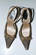 René Caovilla Lace & Leopard Slingback Heels (36)