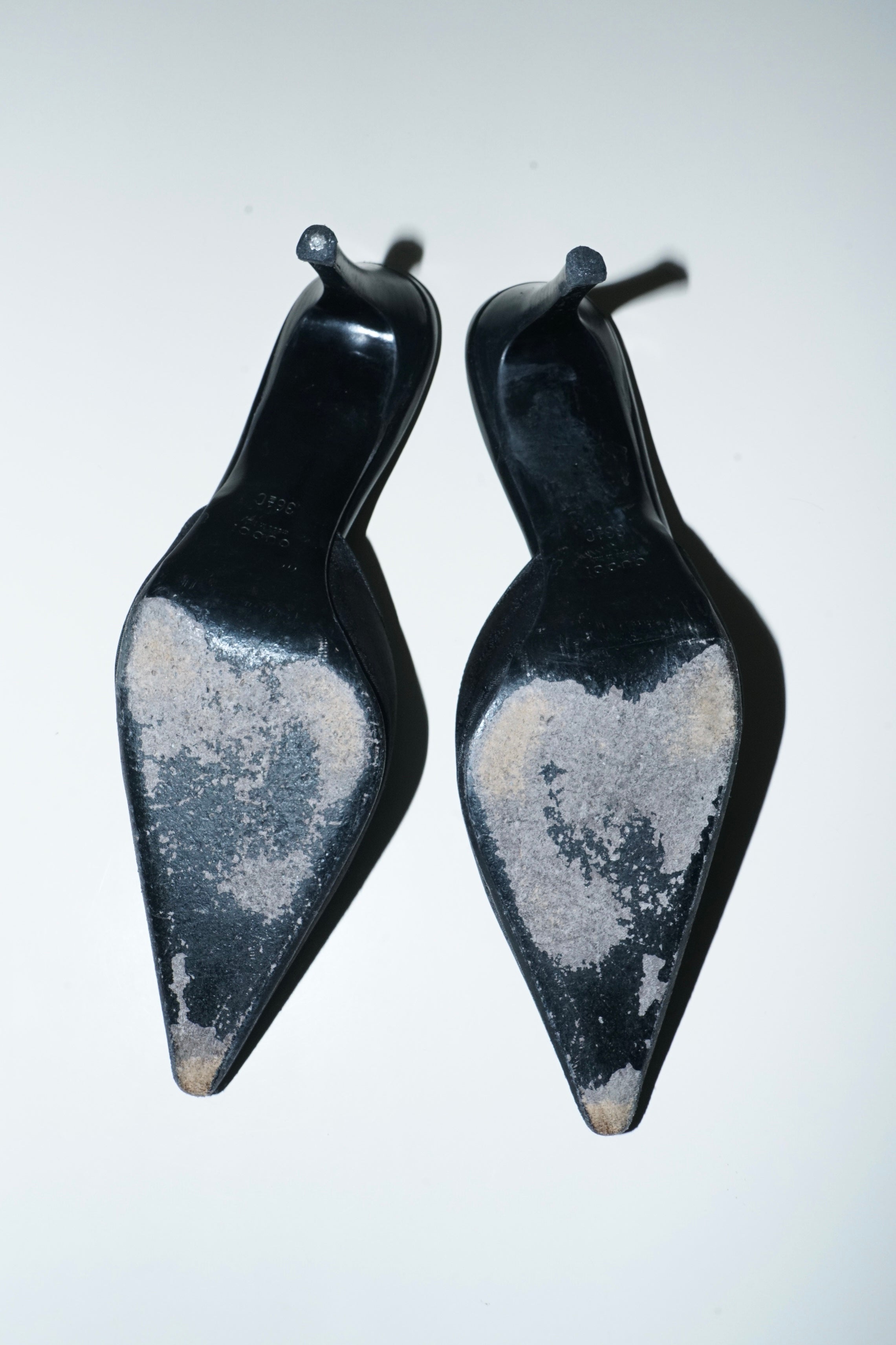 Gucci + Tom Ford Black GG Monogram Canva Mule Heels (36.5