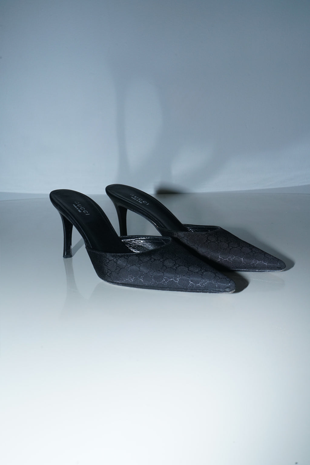 Gucci + Tom Ford Black GG Monogram Canva Mule Heels (36.5)