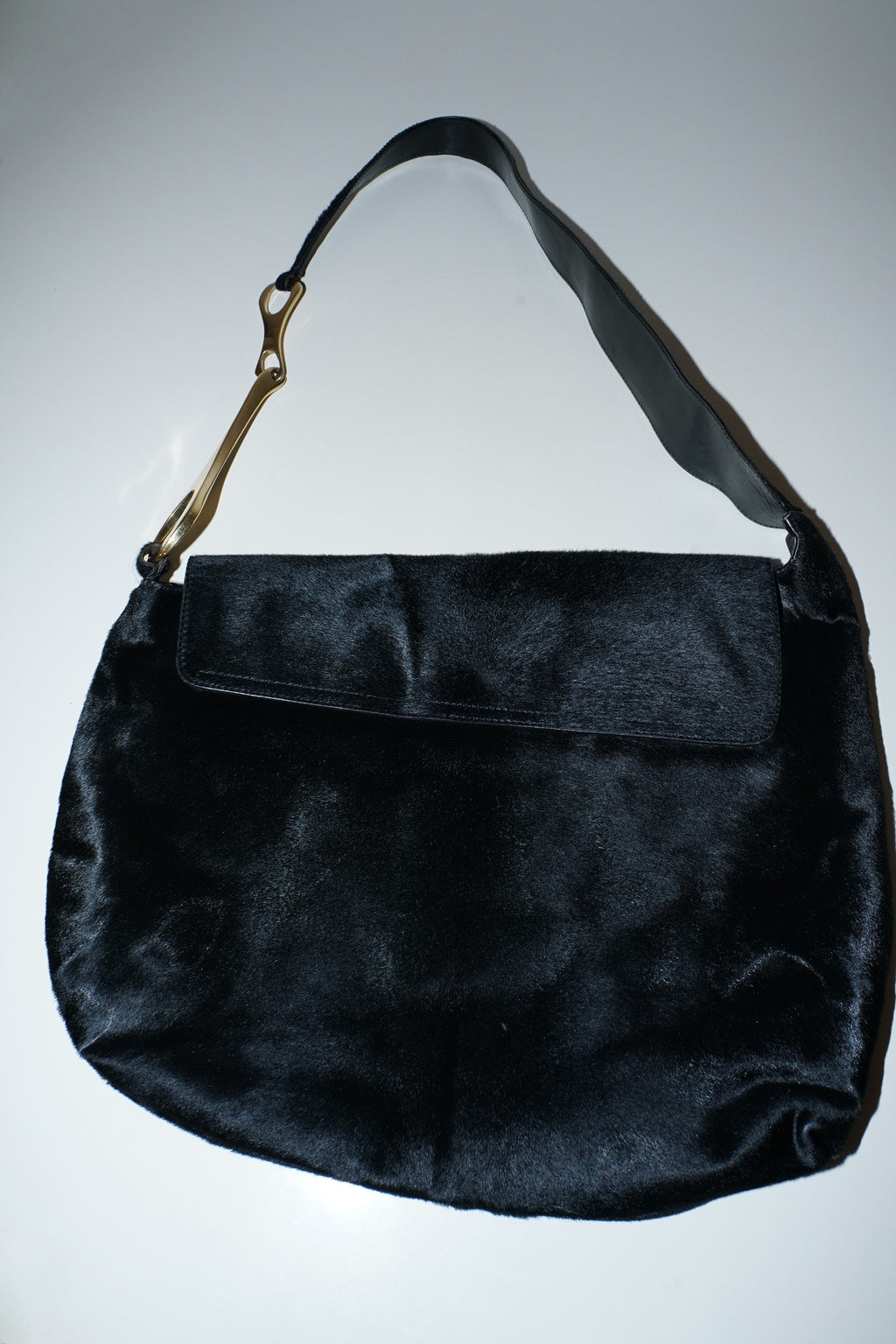 Gucci + Tom Ford FW1996 Black Ponyhair Giant Horsebit Bag