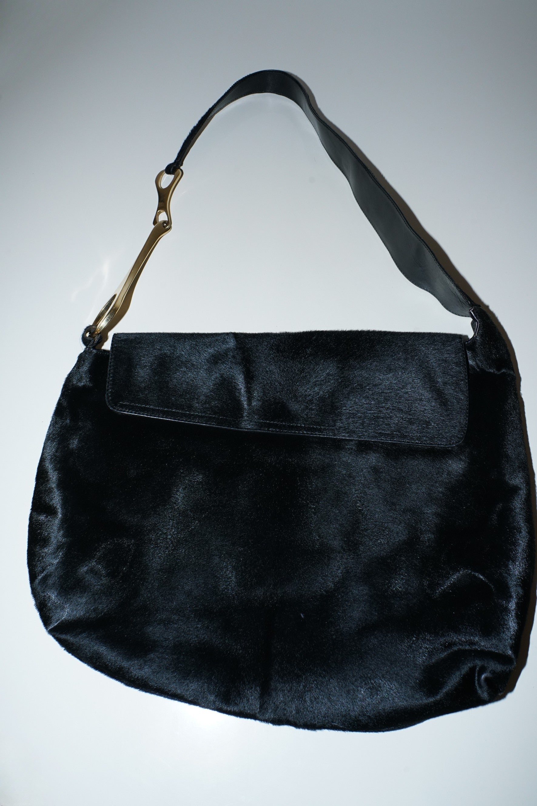 Gucci + Tom Ford FW1996 Black Ponyhair Giant Horsebit Bag