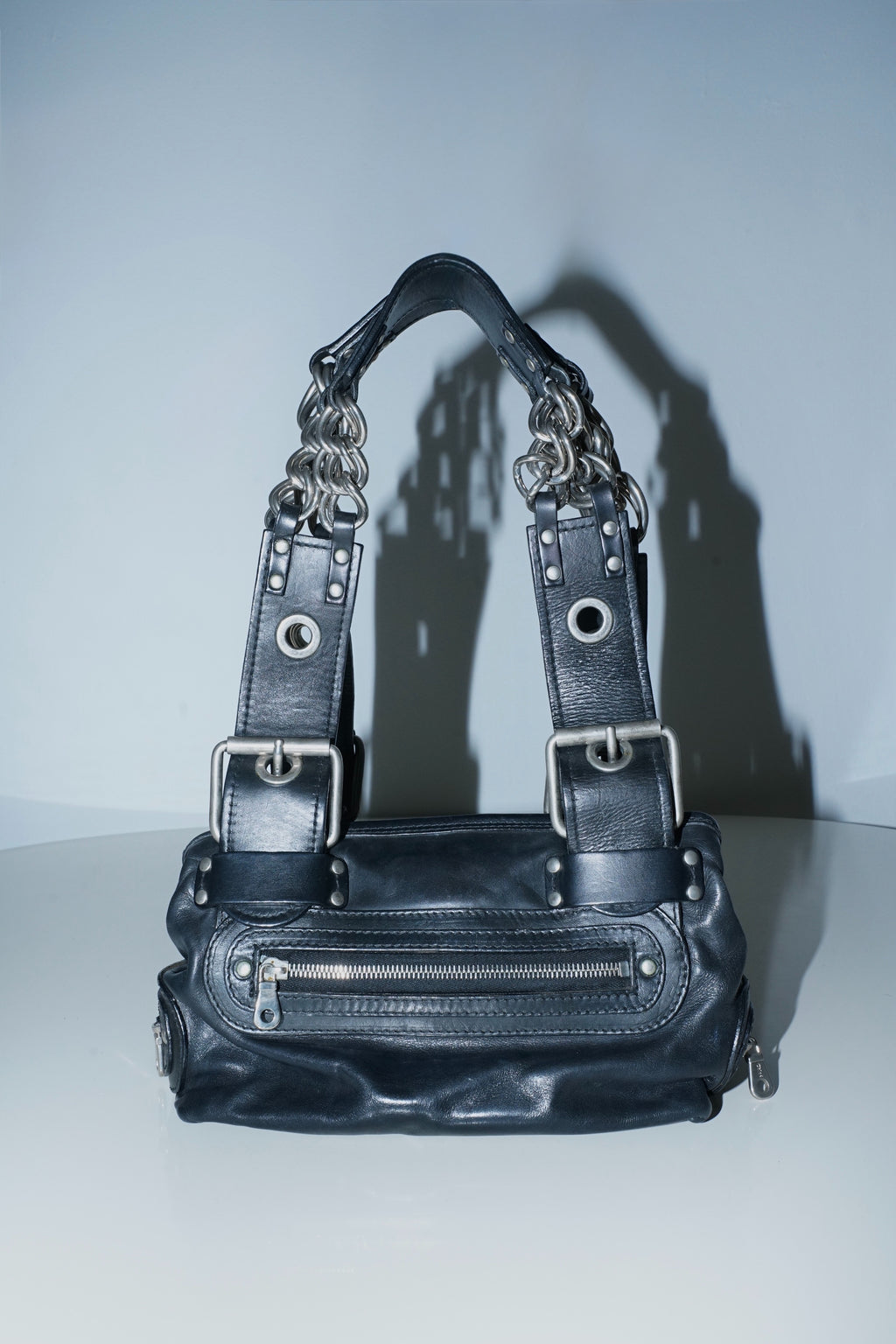 Chloé FW2003 Black Leather Chain Bag