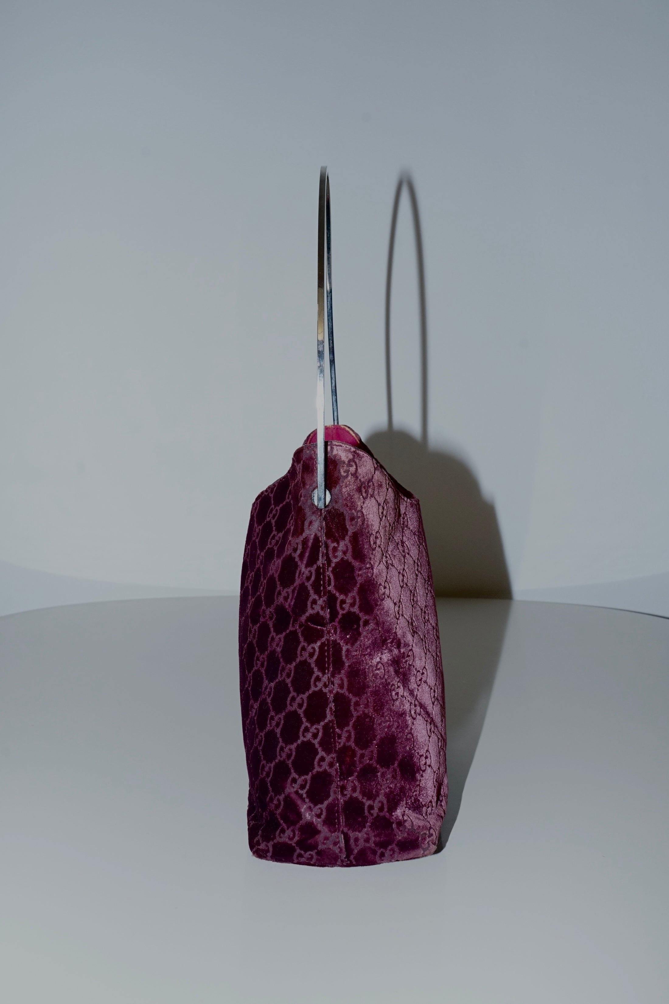 Gucci + Tom Ford FW1998 GG Monogram Burgundy Velvet Bag