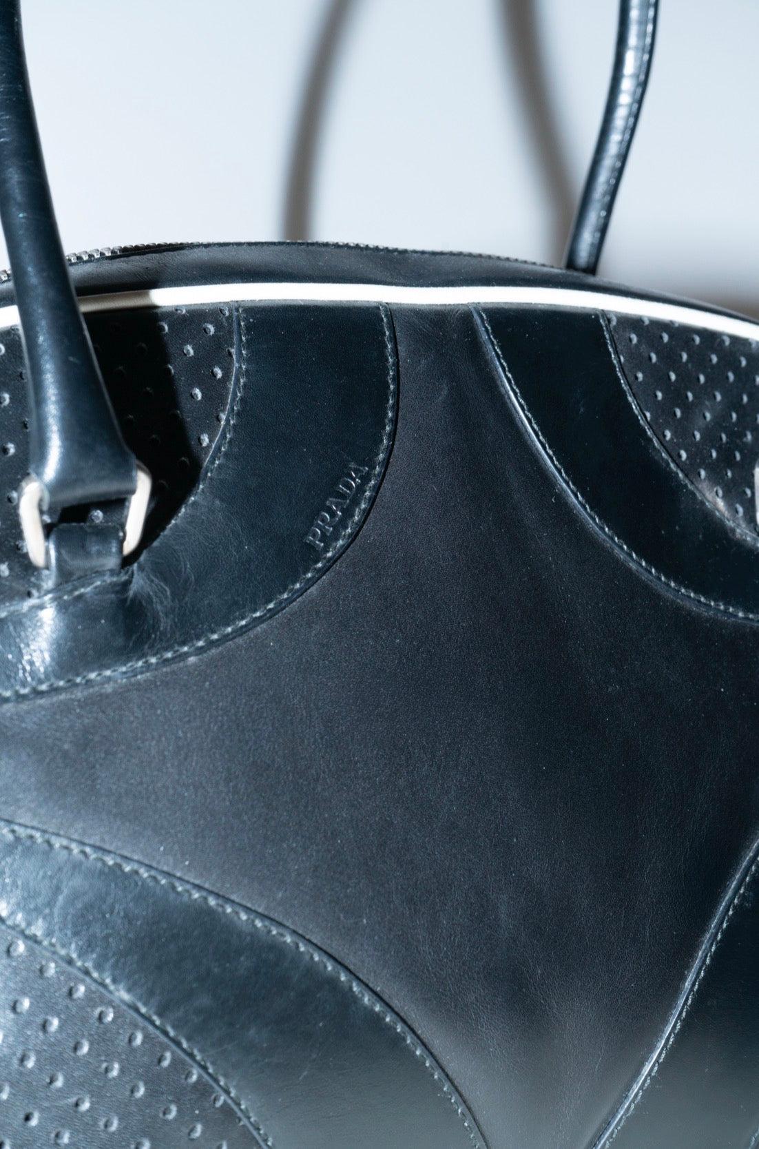 Prada SS2000 Black Leather Bowling Bag