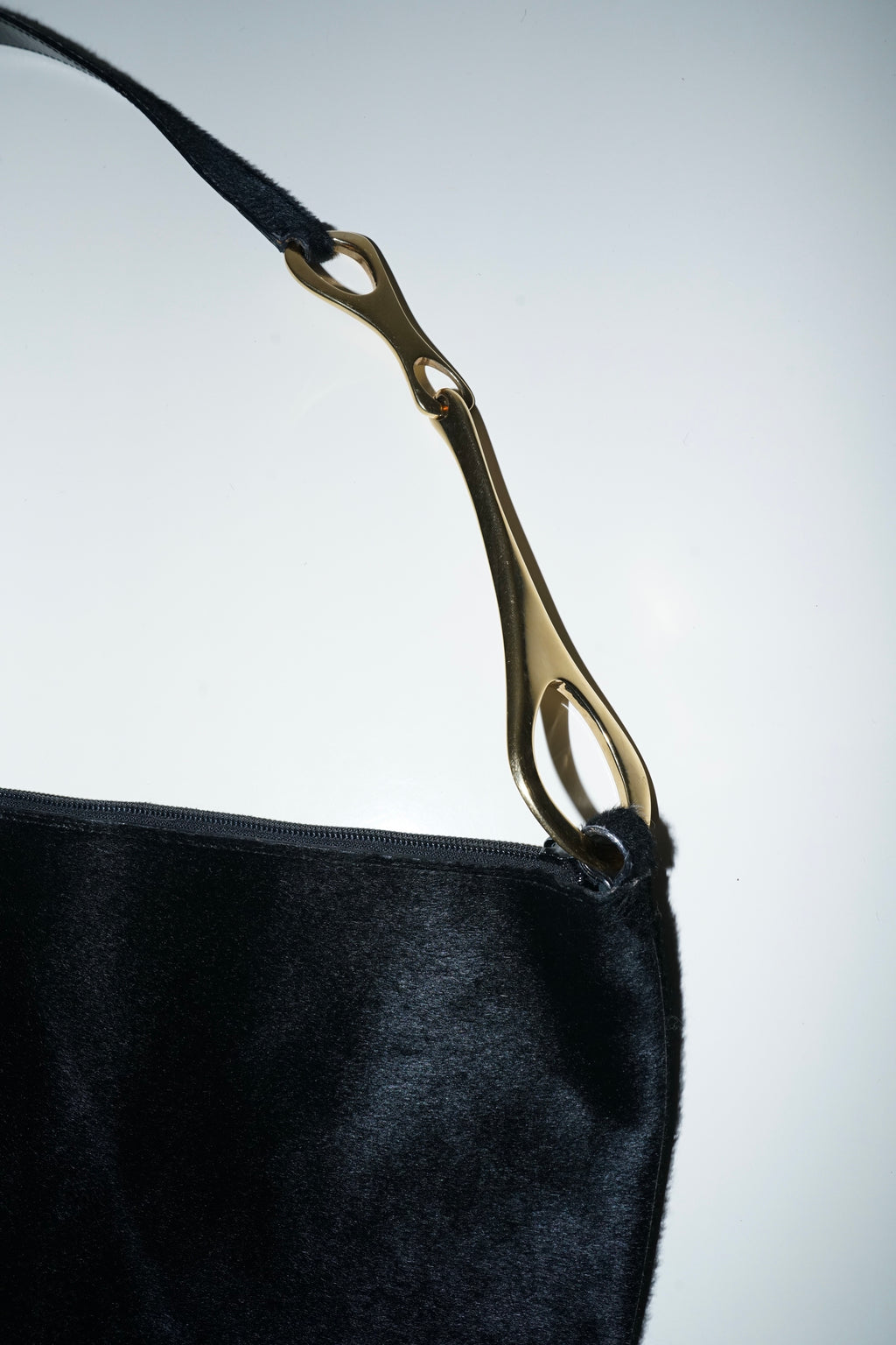 Gucci + Tom Ford FW1996 Black Ponyhair Half Moon Giant Horsebit Bag