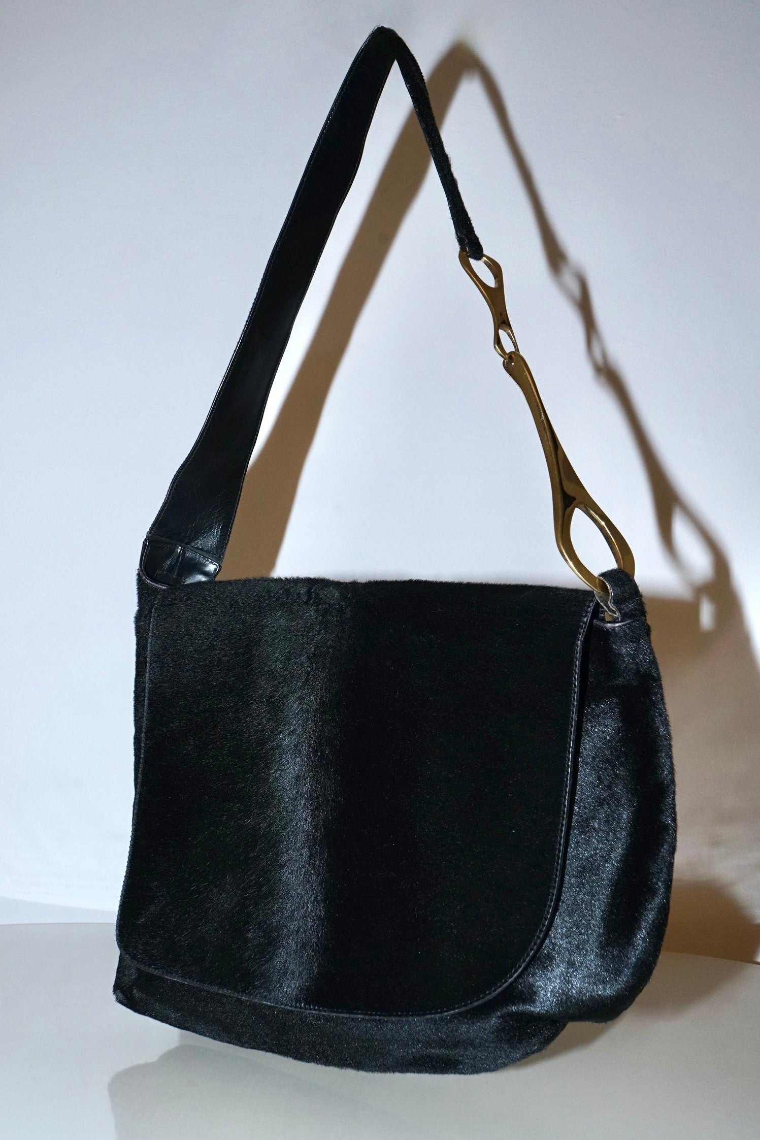 Gucci + Tom Ford FW1996 Black Ponyhair Giant Horsebit Bag